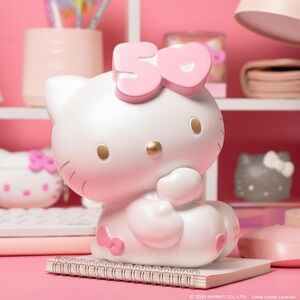 Sanrio Hello Kitty 50th Anniversary Hamee Jumbo Squishu White & Pink NIB